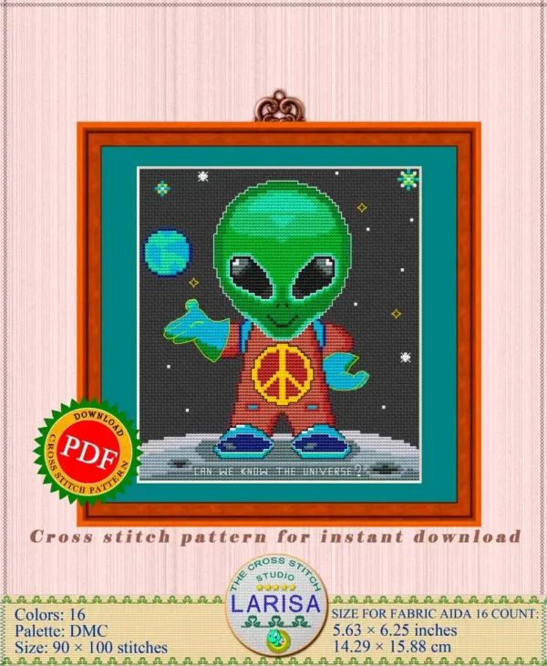 Extraterrestrial Visitor Embroidery Design