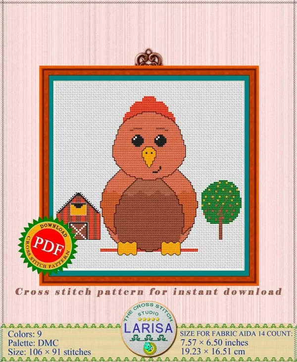 Adorable chicken embroidery design