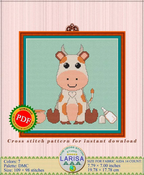 Adorable calf design for cross stitch
