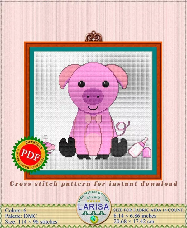 Cute piglet embroidery design