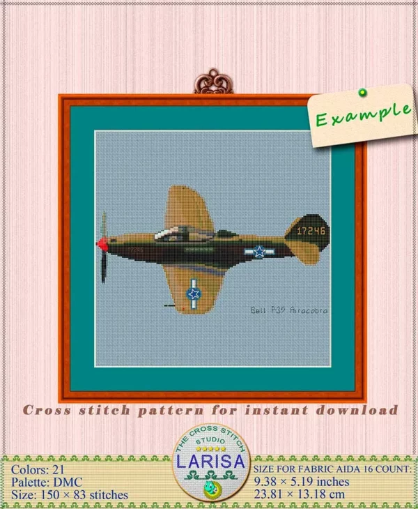 Vintage Aircraft Cross Stitch Pattern