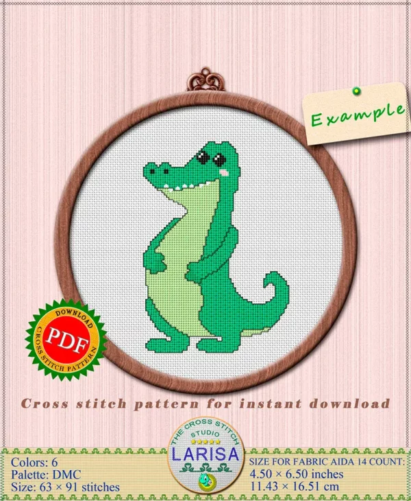 Cute alligator chart for stitching enthusiasts