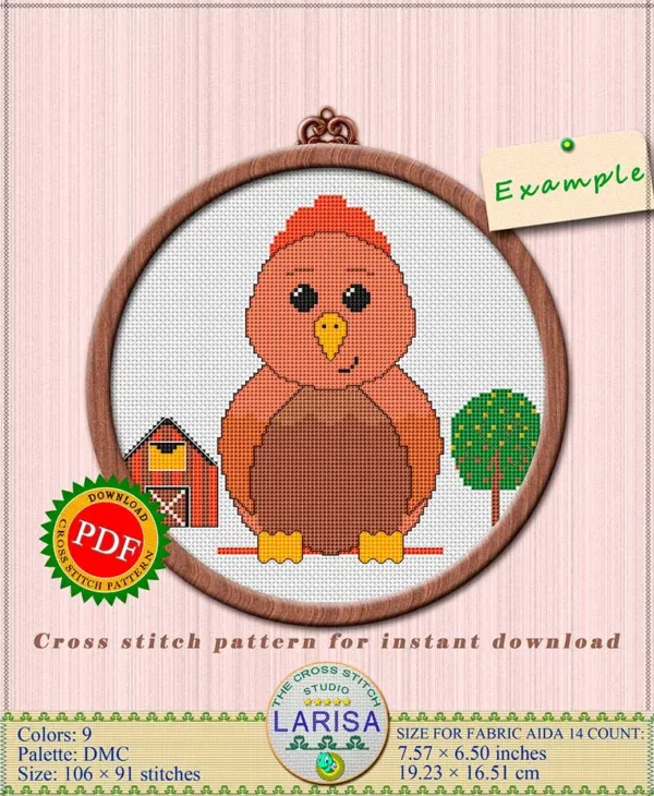 Cute poultry cross stitch chart