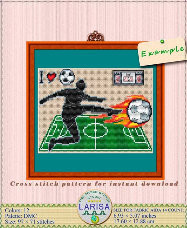 Cross stitch design of a football/soccer player