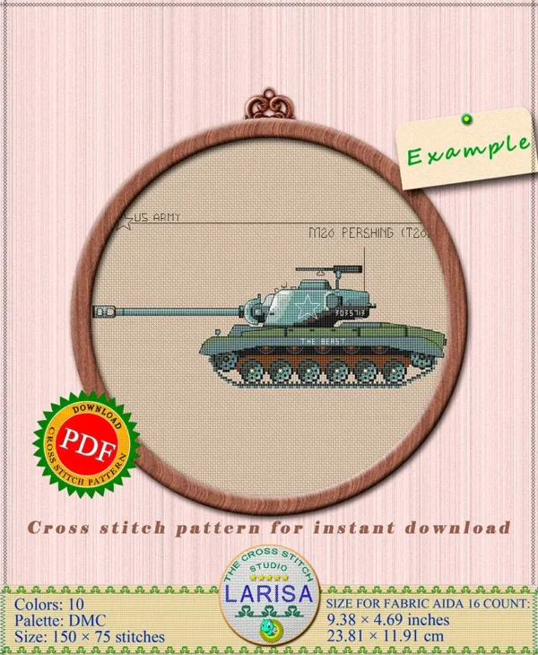 Embroidery pattern of M26 Pershing tank
