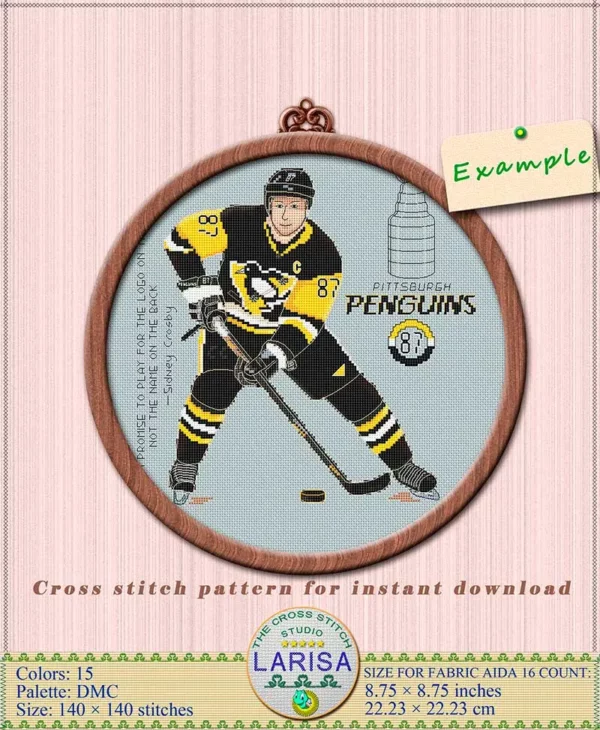 Iconic Hockey Captain in a Cross Stitch Pattern