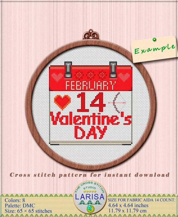Romantic Calendar Cross Stitch: Date and Love Symbols