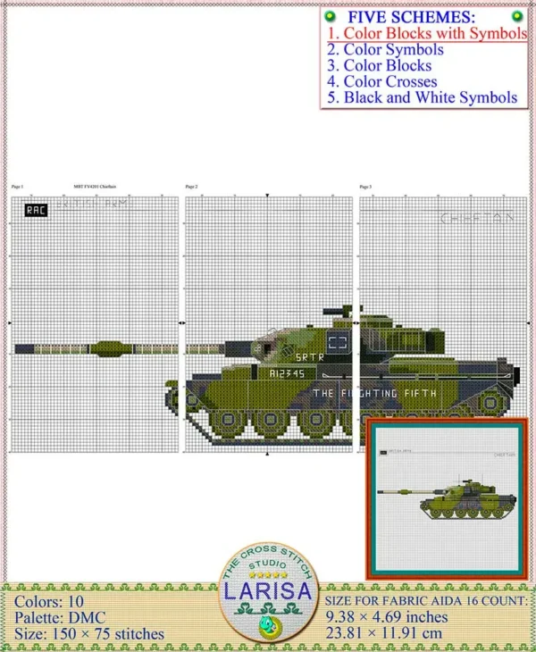 5RTR Chieftain tank stitch pattern