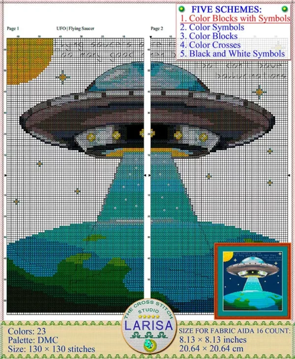 Captivating Flying Saucer Cross Stitch Design
