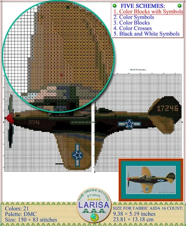 Classic Military Aircraft Cross Stitch Pattern