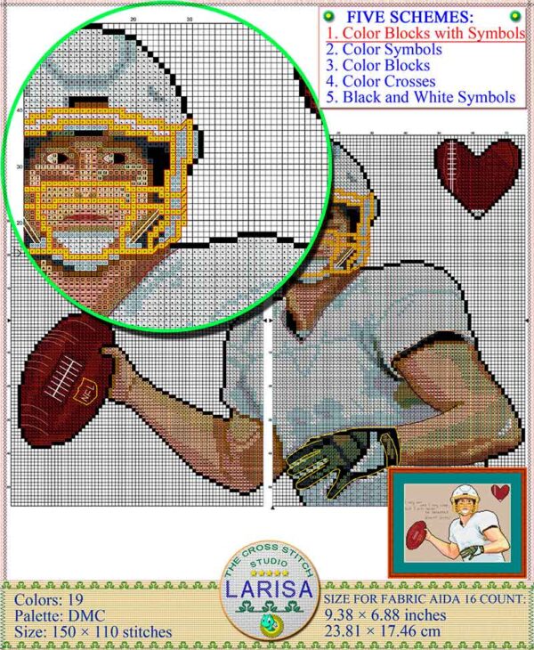 Stitching design of a player in American football gear