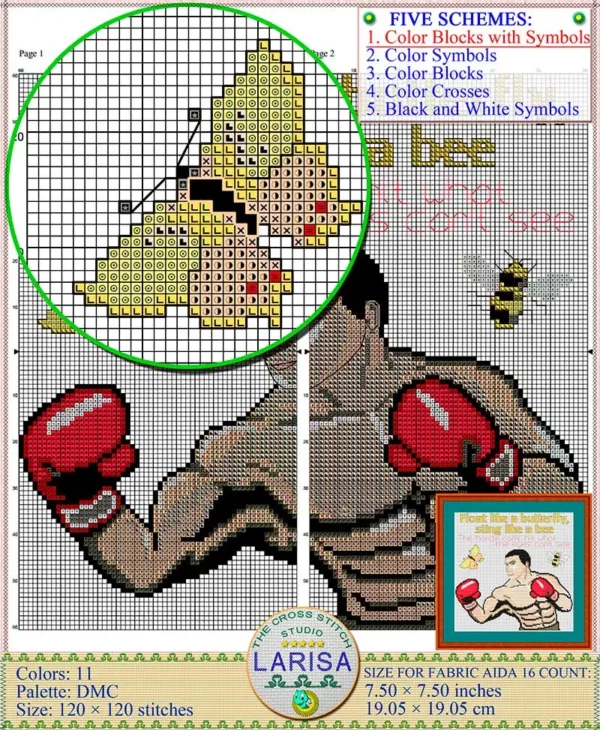 Boxing Inspiration in Cross Stitch: Fighter's Determination