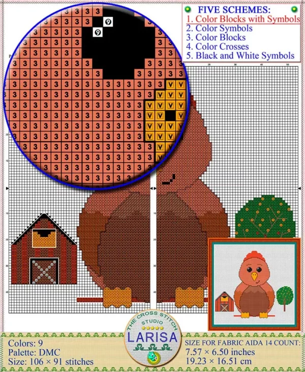 Charming chick cross stitch pattern