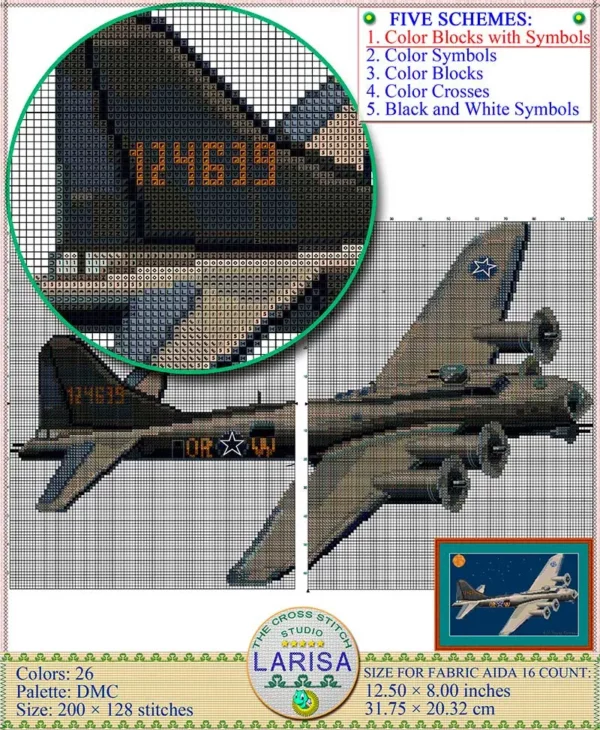 Historical Warplane Embroidery Pattern
