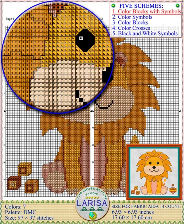 Captivating lion cub needlework pattern