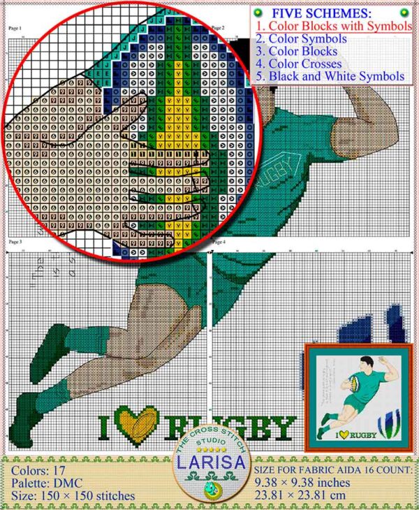 Stitching design of a player in rugby union