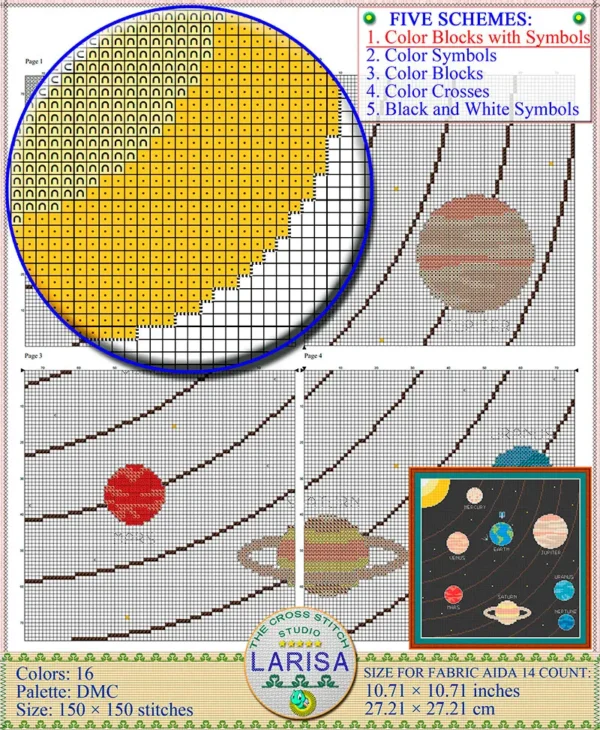 Stitching project featuring the solar system