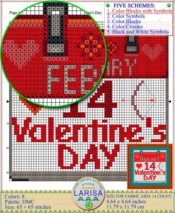 Heart and Arrow Cross Stitch Design: Valentine's Day