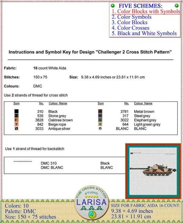 Stitching pattern featuring 2nd RTR Challenger 2