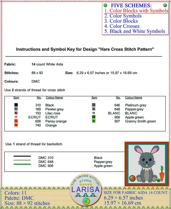 Charming hare design for cross stitching