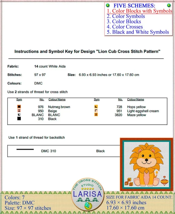 Darling lion cub stitching project