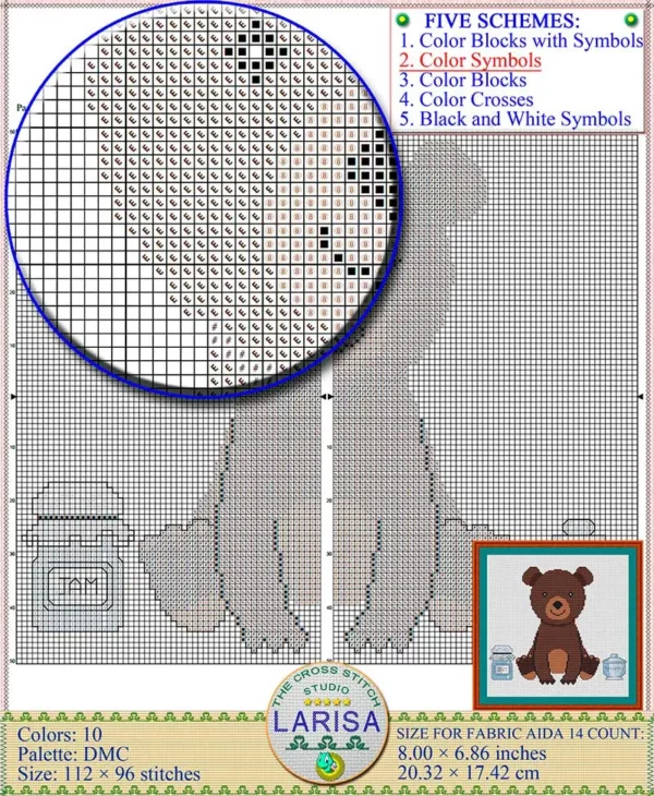 Bear cub cross-stitch pattern