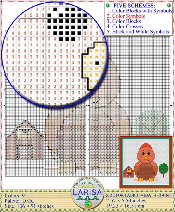 Fluffy chickadee cross stitch design