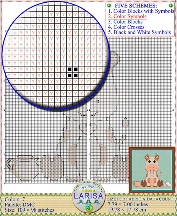 Enchanting cross stitch pattern featuring a calf