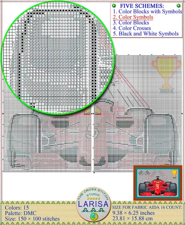 Formula One cross-stitch pattern