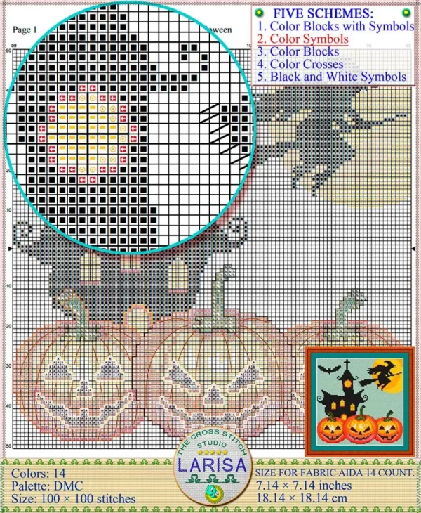 Menacing Eyes Pumpkin Embroidery Pattern