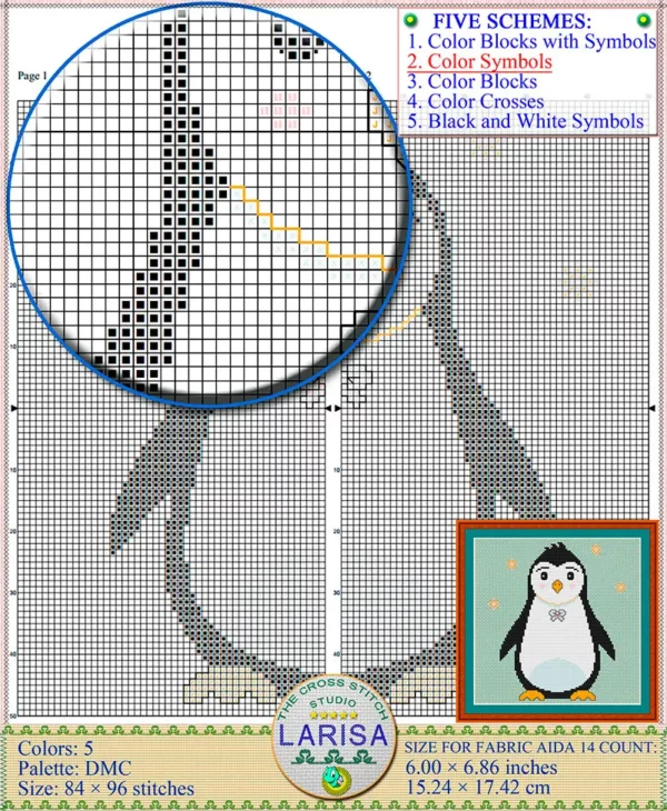 Charming penguin embroidery design