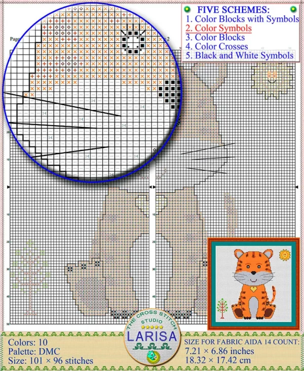 Irresistible tiger cub cross stitch chart