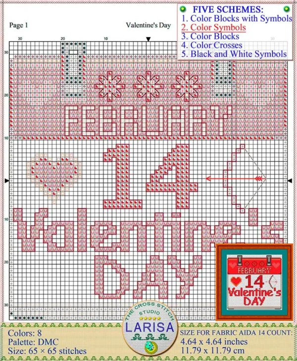 Enchanting Valentine's Day Cross Stitch: Heart and Bow