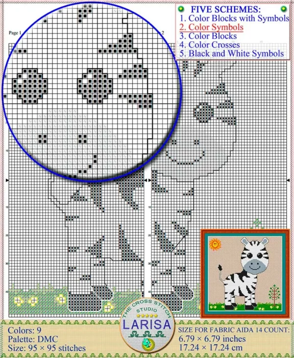 Cartoon zebra cub stitching project for creative stitchers