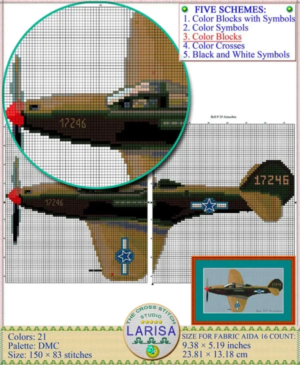 Dynamic Aircobra Cross Stitch Pattern