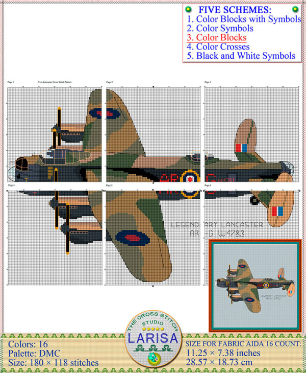 AR-G W4783 bomber cross stitch design
