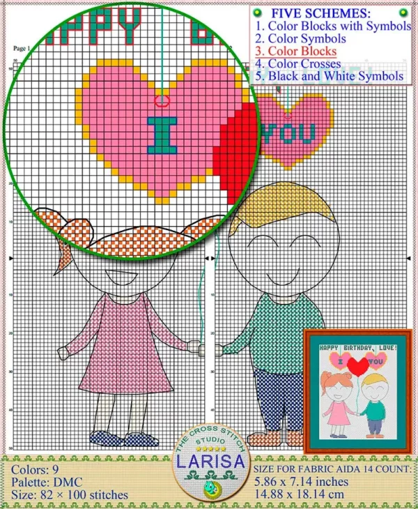 Expressive Anniversary Cross Stitch Pattern: Love in Stitches