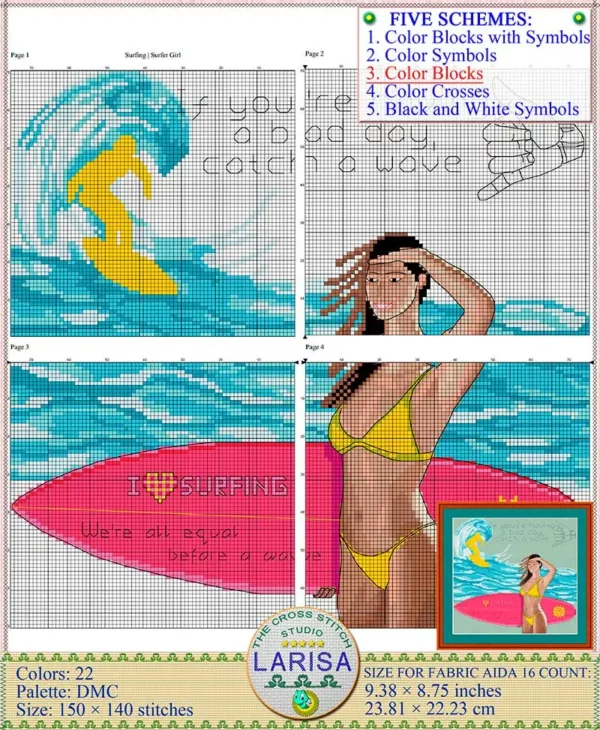 Must-have cross stitch pattern for surf enthusiasts