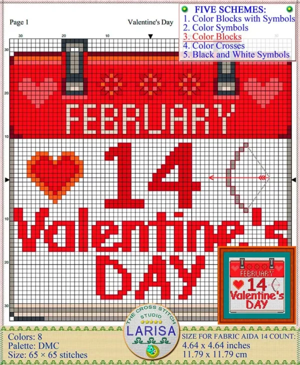 Captivating Love Symbols Cross Stitch: Date and Arrows