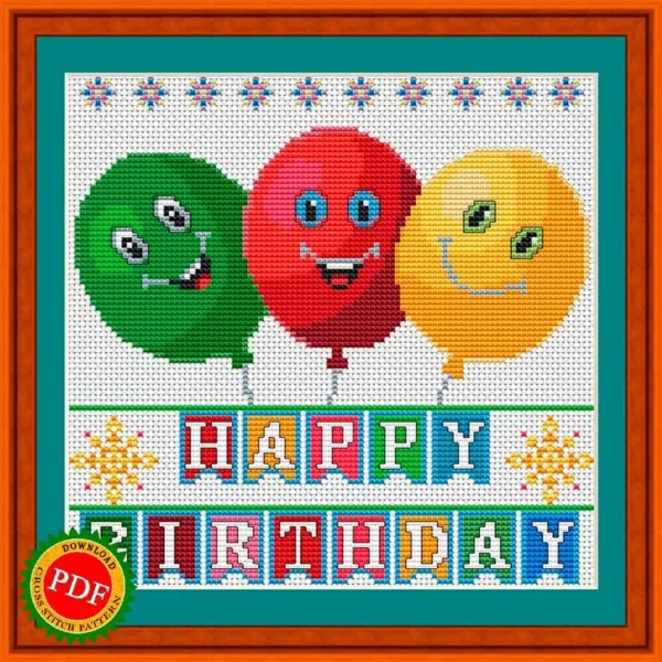 Happy Birthday Cross Stitch Pattern