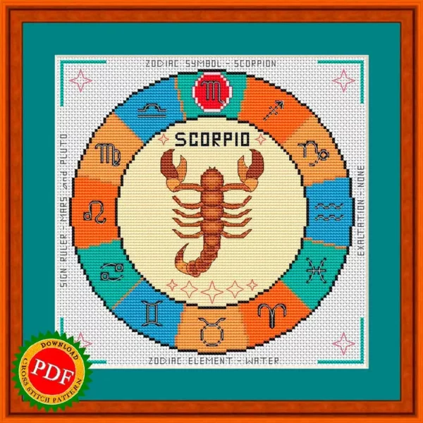 Colors recreating scorpion in cross stitch chart